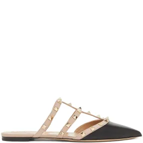 Rockstud Flat Mule, Black