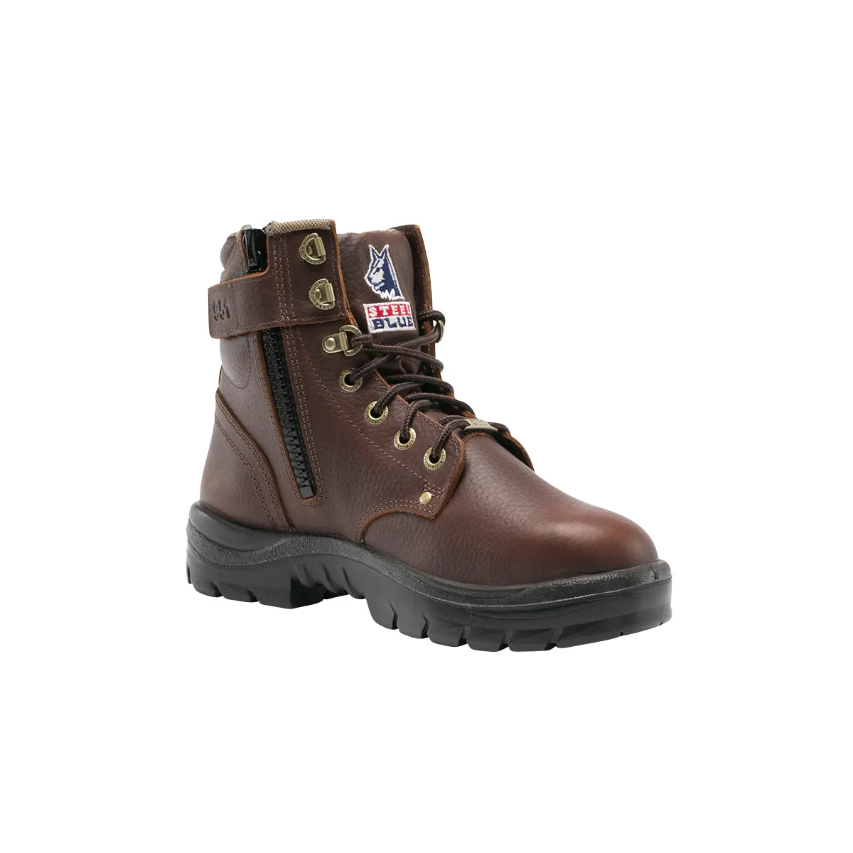 'Steel Blue' Men's 6 Argyle Zip EH Steel Toe - Oak (Wide)