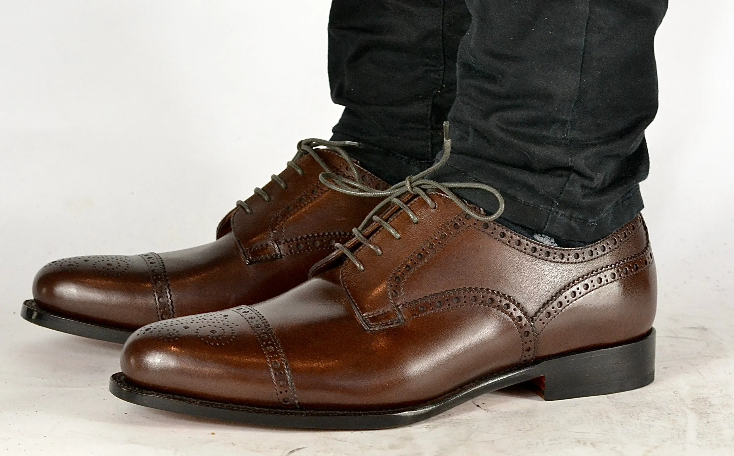 Toe cap derby brogue  | mocha | box calf