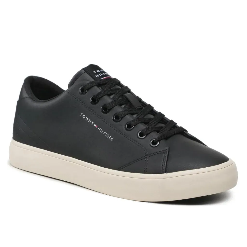 Mens Tommy Hilfiger Hi Vulc Core Low Leather Sneakers - FM0FM04687-BLK