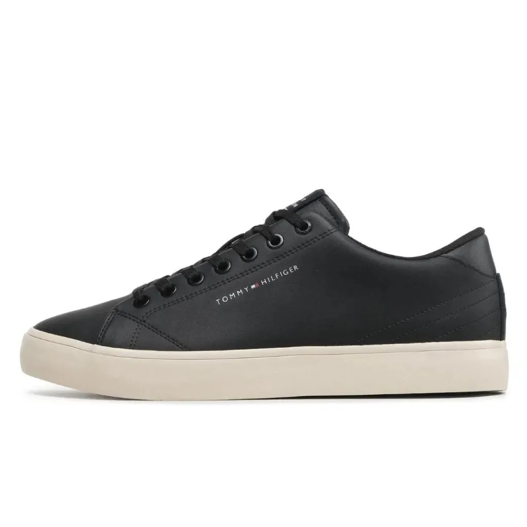 Mens Tommy Hilfiger Hi Vulc Core Low Leather Sneakers - FM0FM04687-BLK