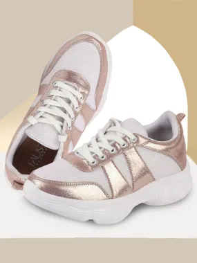 Women Pink/White Lace Up Sneakers