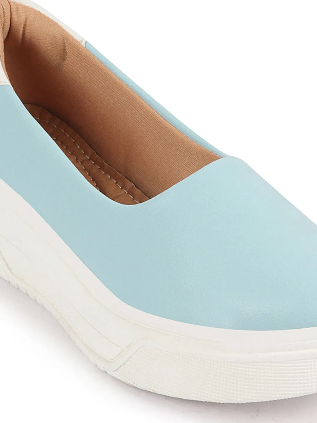 Women Sky Blue Outdoor Fashion Comfort Height Enhance Platform Heel Ballerina Slip On Shoes