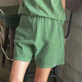 Womens Cotton Flared Basketball Shorts - Basil