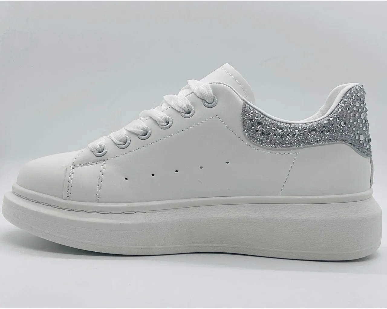 Women's Crystal Chunky Sole Lace Up Trainers