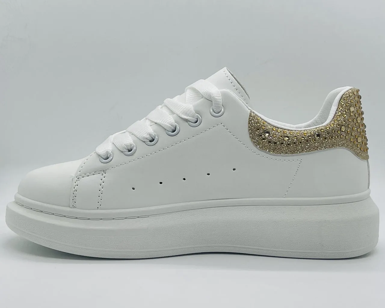 Women's Crystal Chunky Sole Lace Up Trainers