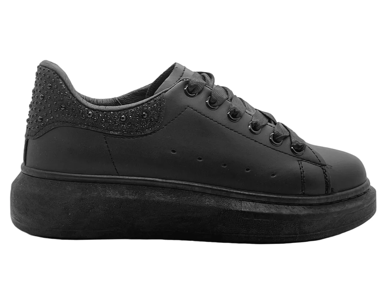 Women's Crystal Chunky Sole Lace Up Trainers