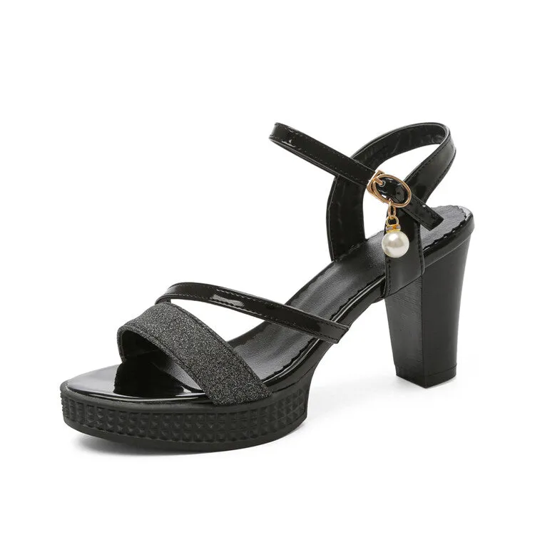 Women's Peep Toe Hollow Out Buckle High Heel Platform Sandals