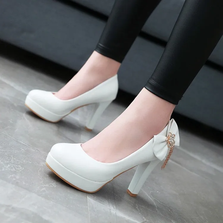 Women'sWomen's Bowtie Tassel Platform Pumps High Heels Shoes