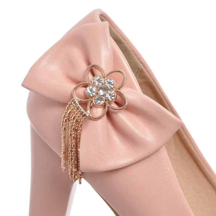 Women'sWomen's Bowtie Tassel Platform Pumps High Heels Shoes