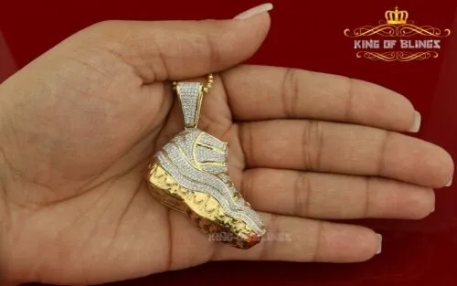 Yellow SHOES charming Shape Steling Silver Pendant with 7.12ct Cubic Zirconia