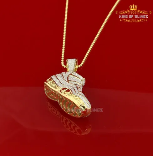 Yellow SHOES charming Shape Steling Silver Pendant with 7.12ct Cubic Zirconia